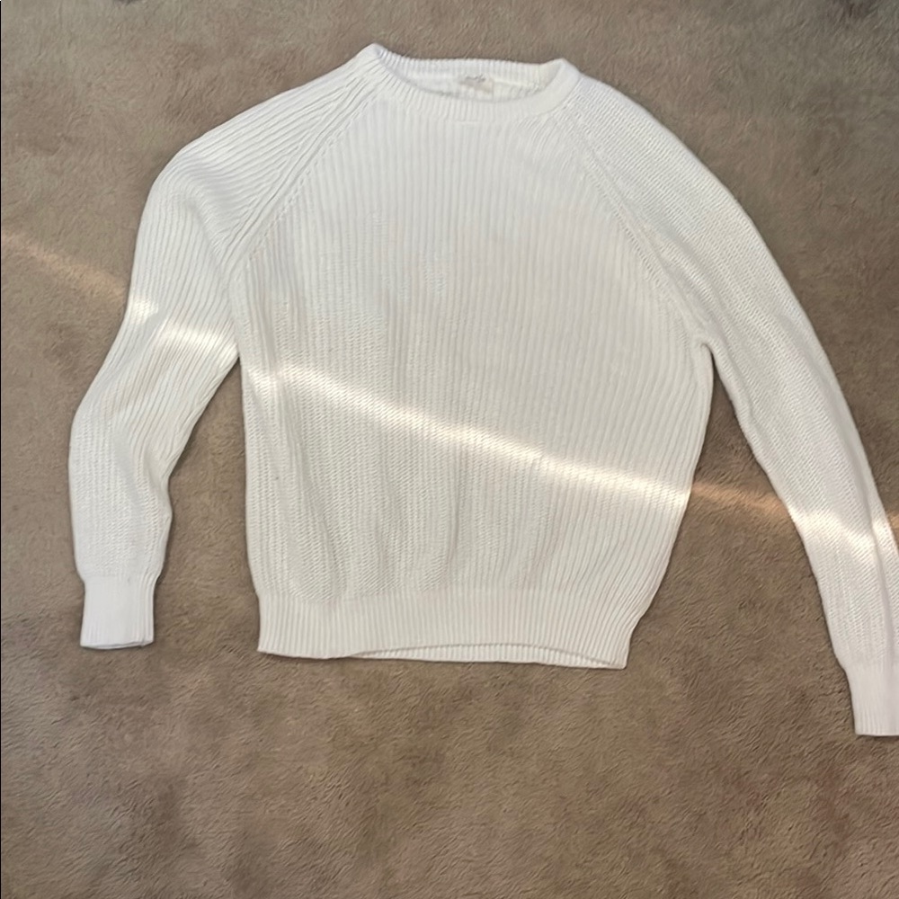 White Ribbed Knit Sweater- Brandy Melville